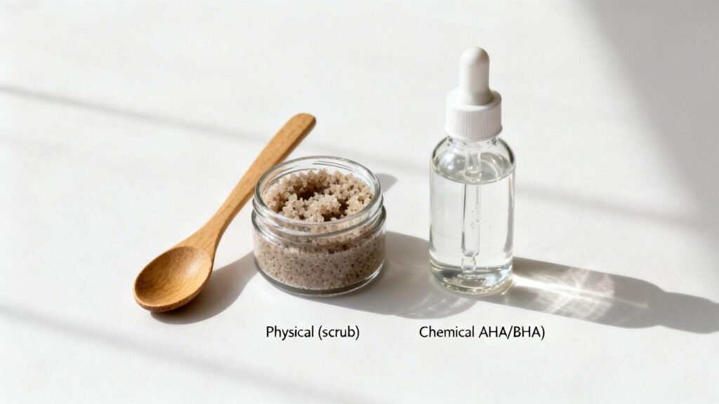Difference between physical and chemical facial exfoliation