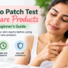 Woman patch testing a skincare product on her inner forearm